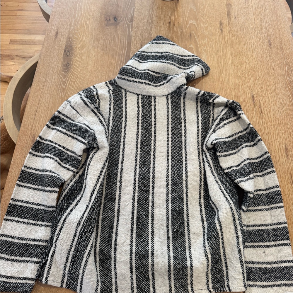 Striped Black and White Poncho